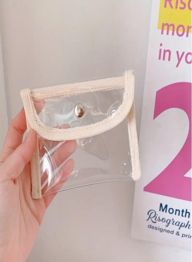 GadgetBite حقيبة نقود صغيرة شفافة من GadgetBite، مقاومة للماء، حقيبة تخزين بطاقات صغيرة، محفظة صغيرة لطيفة شفافة من مادة PVC، محفظة، سماعات رأس لطيفة، كابلات بيانات متعددة الأغراض. (أبيض، عبوة من قطعة واحدة) - Image 5